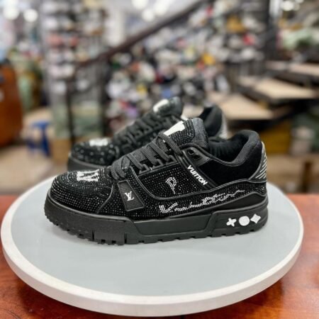 Buy First Copy Louis Vuitton Trainer Maxi Diamond Black Shoes Online India