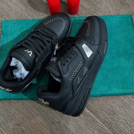 Buy First Copy Louis Vuitton Trainer Black Calf Leather Shoes Online India