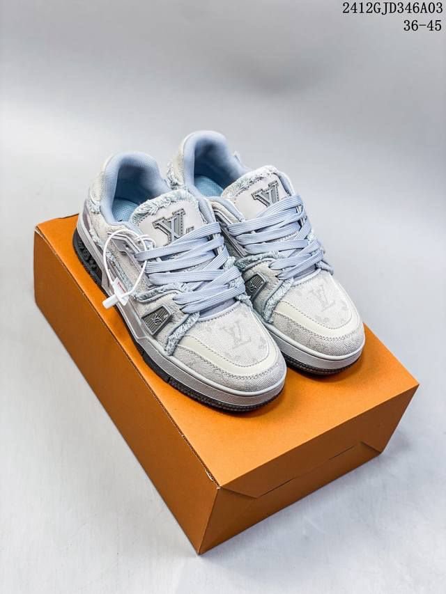 Premium Quality Louis Vuitton Trainers Ash Denim Grey - Image 6