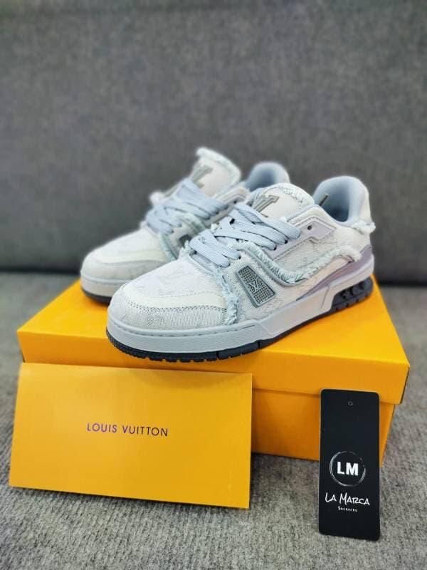 Premium Quality Louis Vuitton Trainers Ash Denim Grey - Image 4