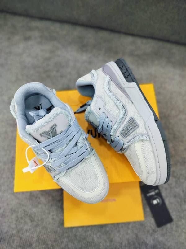 Premium Quality Louis Vuitton Trainers Ash Denim Grey - Image 3