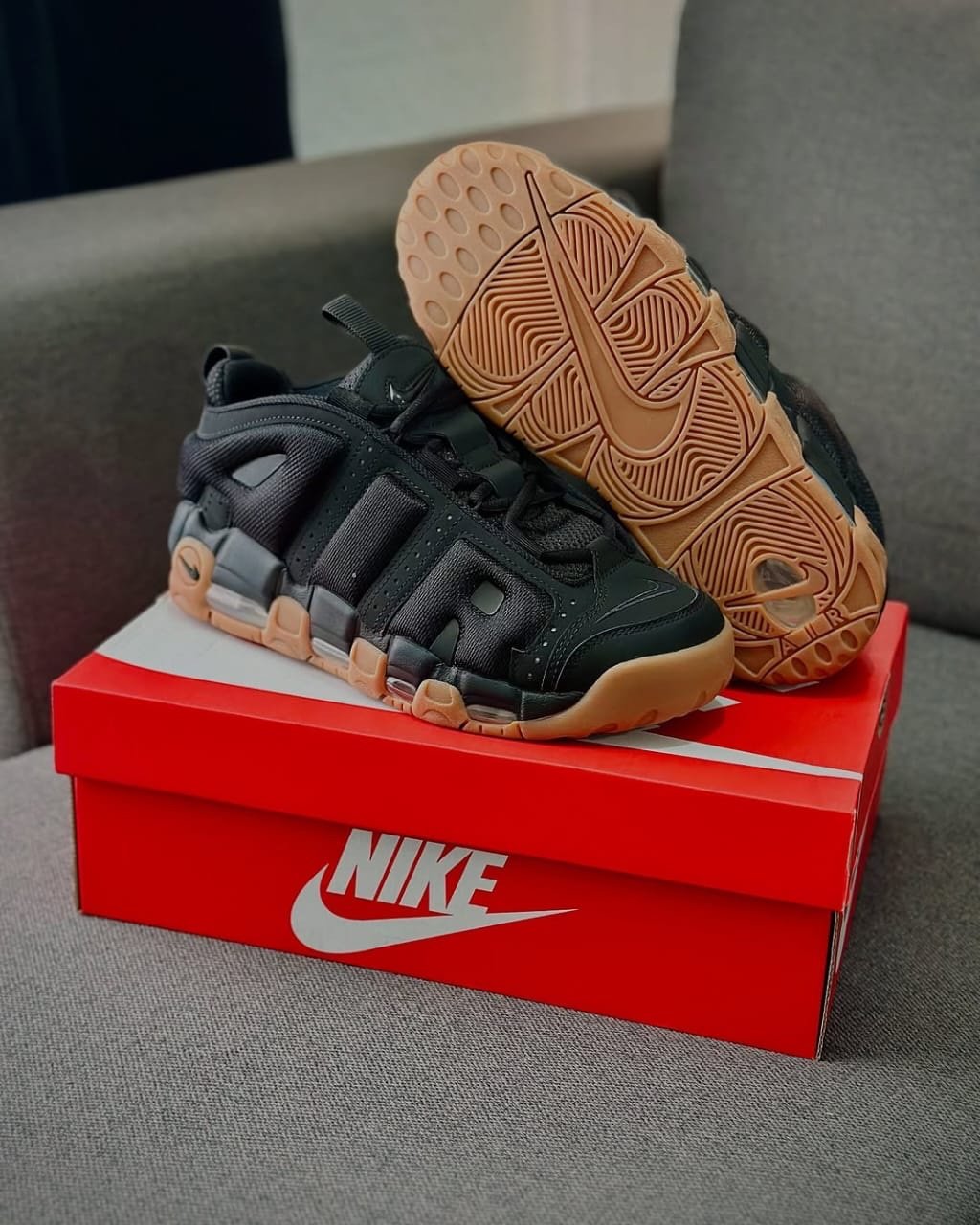 Buy First Copy Nike Air Uptempo Low Black Gum Shoes Online India
