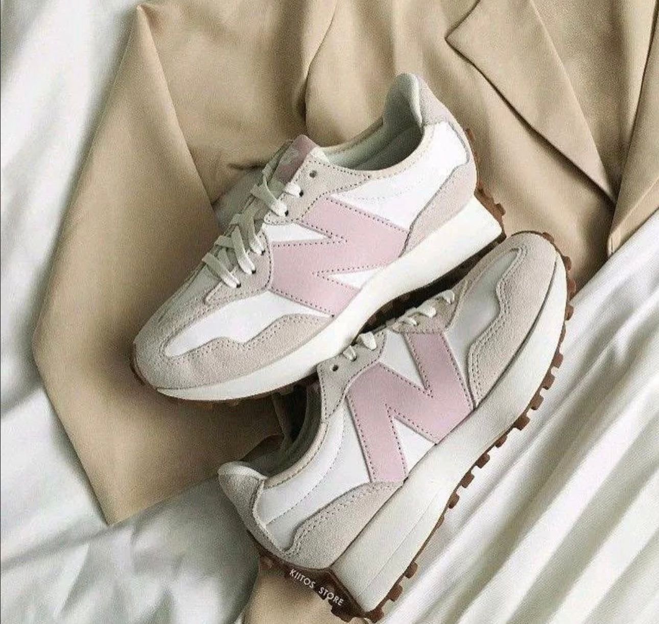 7A Quality New Balance 327 Grey Pink Women - Image 2