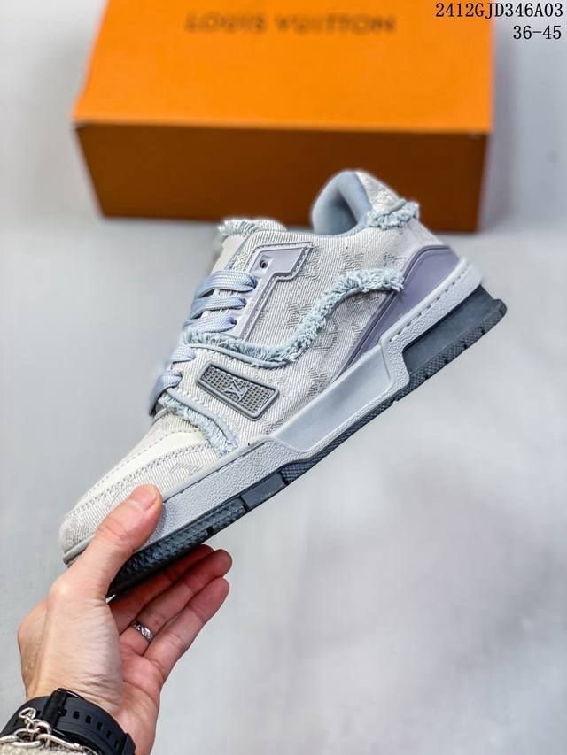 Premium Quality Louis Vuitton Trainers Ash Denim Grey - Image 5