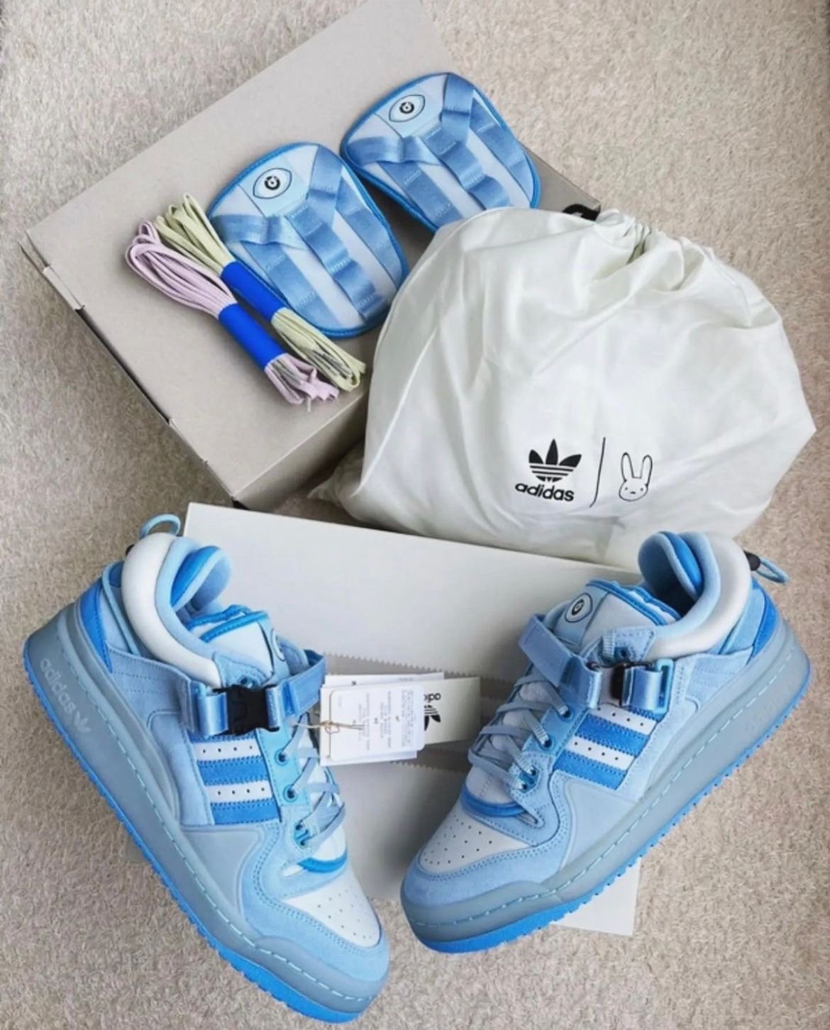 Buy First Copy Adidas Forum Bad Bunny Tint Blue Shoes Online India