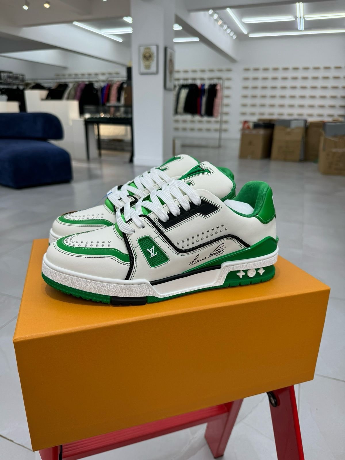 Buy First Copy Louis Vuitton Trainer Green 2025 Shoes Online India