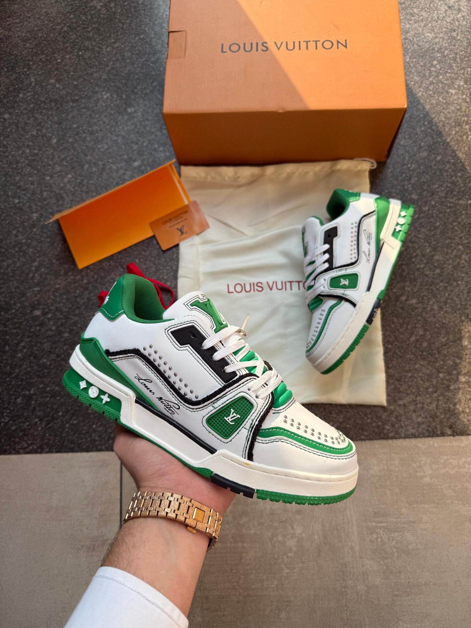 7A Quality Louis Vuitton Trainer Green 2025 - Image 5