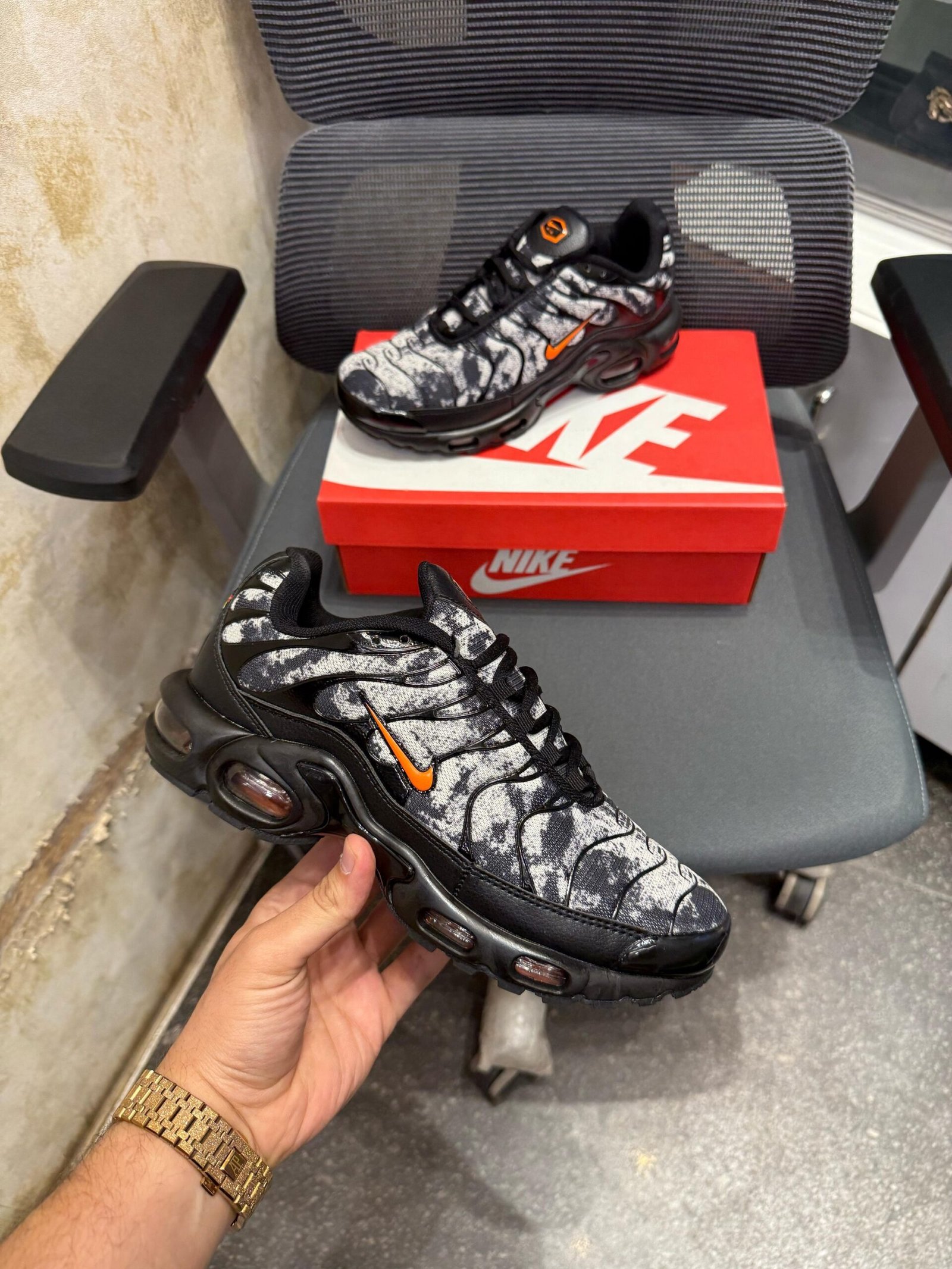 First Copy Nike Airmax Plus TN Black Orange Camo - Image 2