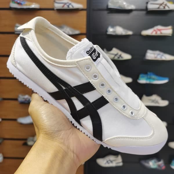 Buy First Copy Onitsuka Tiger Slip on White Black Shoes Online India