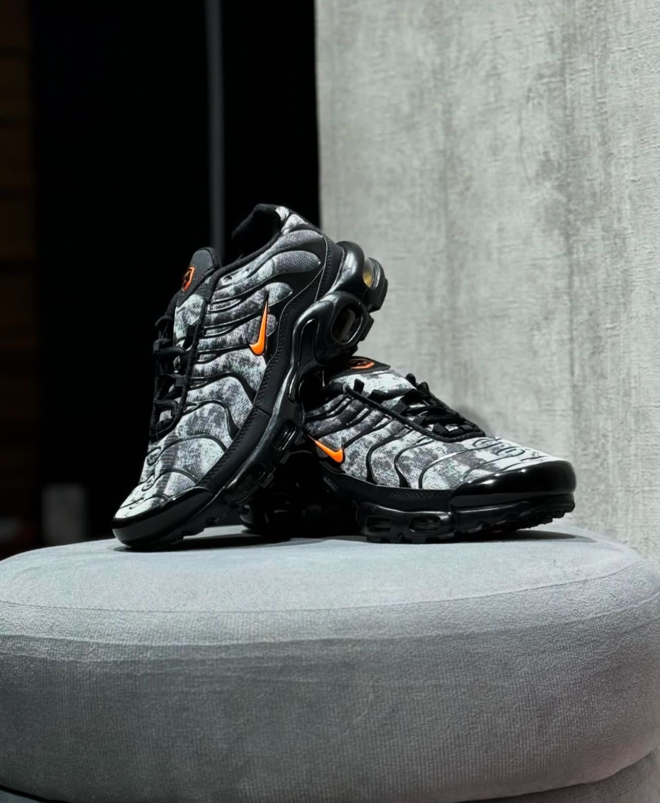BUy First Copy Nike Airmax Plus TN Black Orange Camo Shoes online india