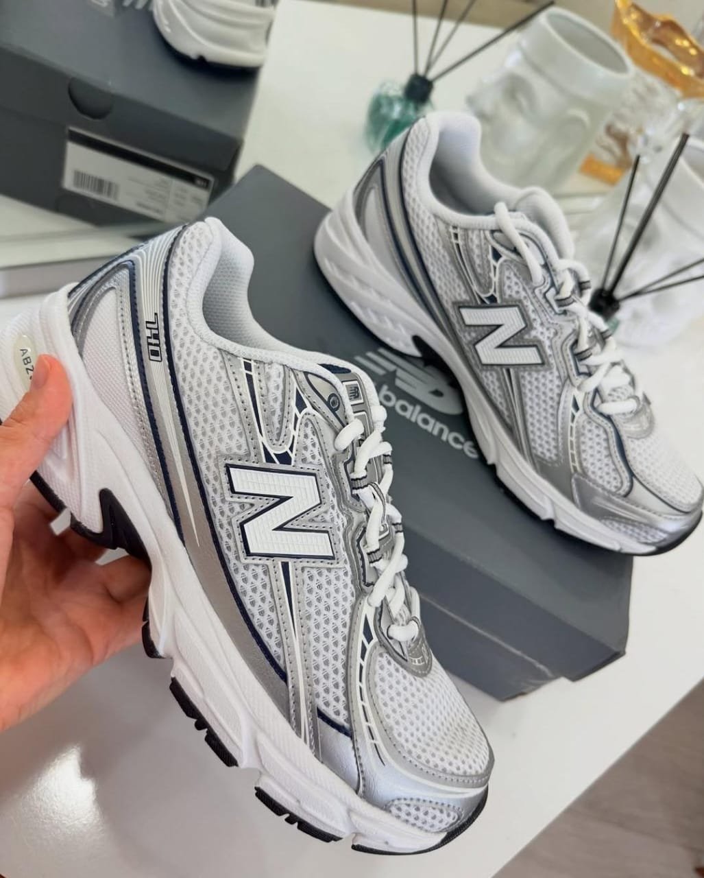 New Balance Unisex 740 Navy with White and Shadow Grey