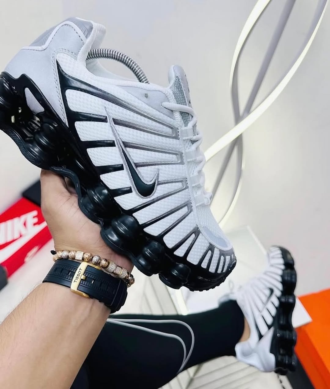 Nikee Shox TL Metallic Silver White Black