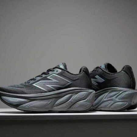 fresh foam x more v5 all black running shoes