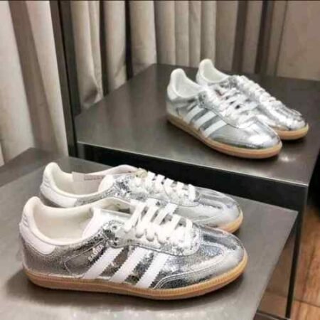 Adidass Samba OG Silver Metallic Cracked Leather