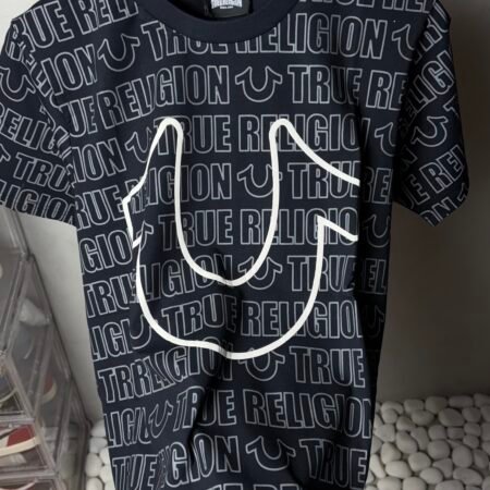 True Religion All-Over Logo Horseshoe T-Shirt Black 1117