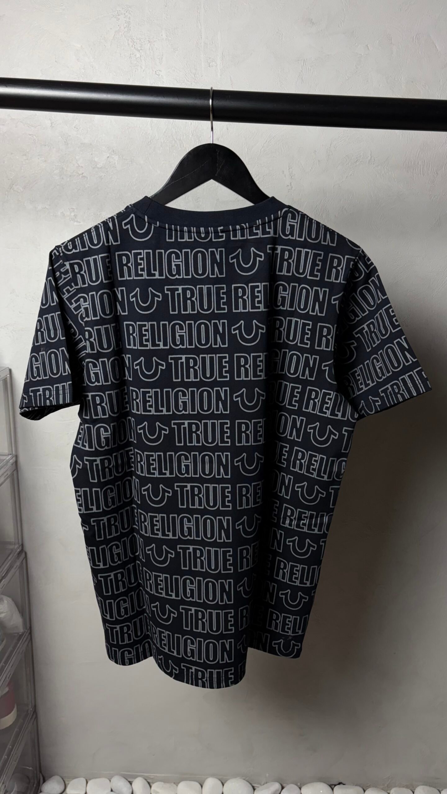 True Religion All-Over Logo Horseshoe T-Shirt Black 1117 - Image 3