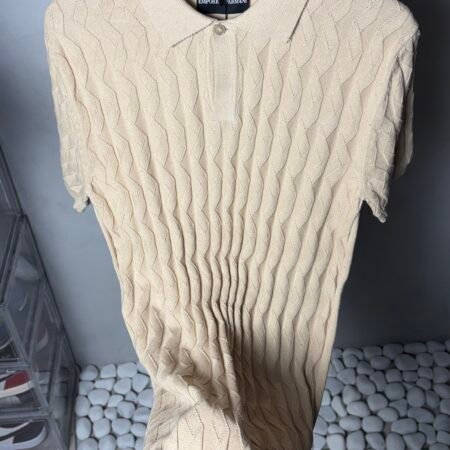 Emporio Arman_i Textured Knit Polo T-Shirt Beige 1127
