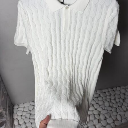 Emporio Arman_i Textured Knit Polo T-Shirt Classic White 1126