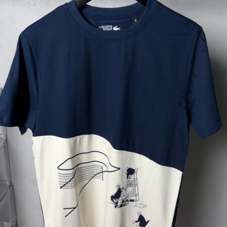 Lacost_e Sport Graphic T-Shirt Navy & White1236