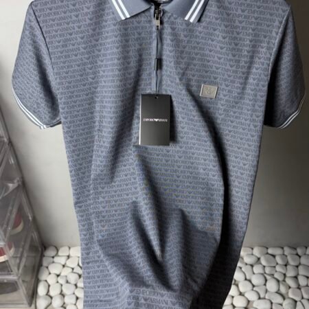 EA7 Empori_o Arman_i Monogram Zip Polo T-Shirt With OG Box Packaging 1392