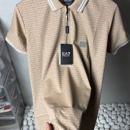 EA7 Empori_o Arman_i Monogram Zip Polo T-Shirt With OG Box Packaging 1390