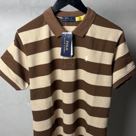 Ralp_h Laure_n Premium Knit Striped Polo T-Shirt With OG Box Packaging 1469