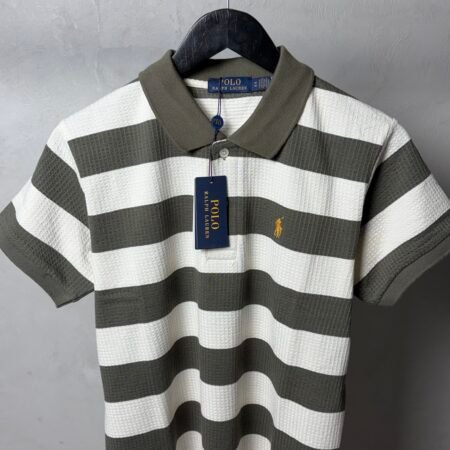 Ralp_h Laure_n Premium Knit Striped Polo T-Shirt With OG Box Packaging 1471