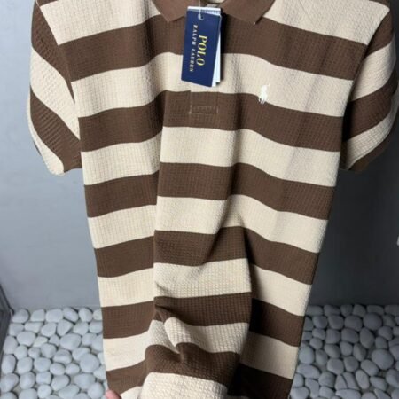 Ralp_h Laure_n Premium Knit Striped Polo T-Shirt With OG Box Packaging 1469