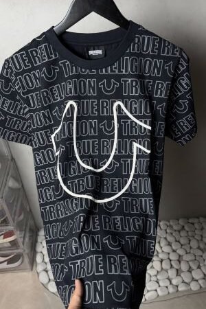 True Religion All-Over Logo Horseshoe T-Shirt Black 1117