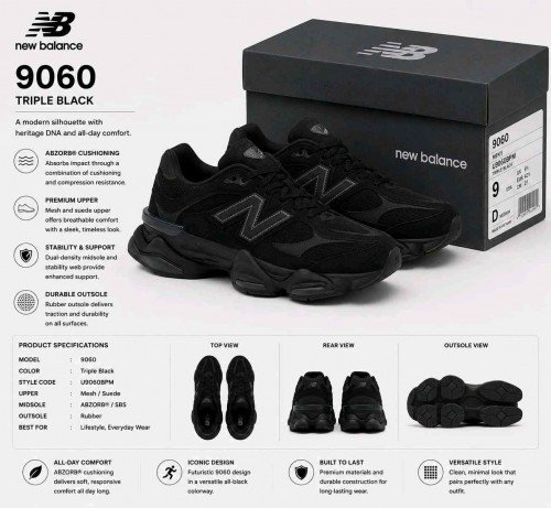 New Balancce 9060 Black cat (1221 - Image 5